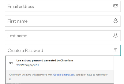 password generation on Chrome